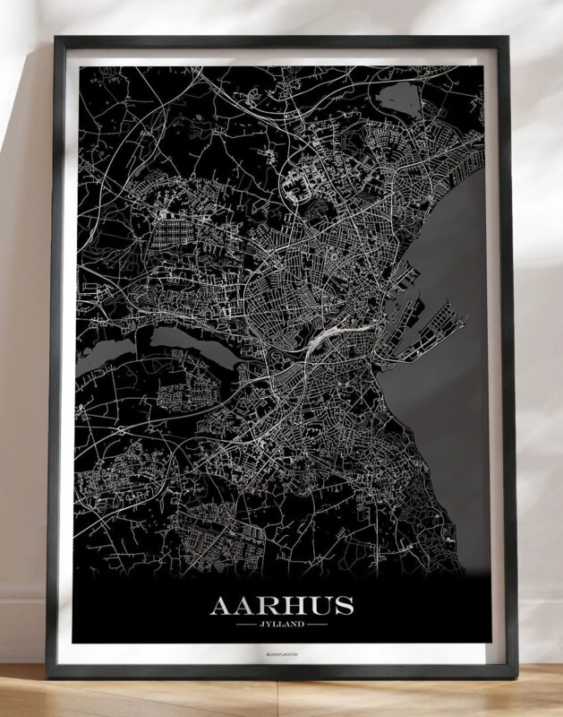 Byplakat Aarhus - sort baggrund
