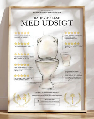 Sjov plakat til badeværelset - filmplakat med masser af toilethumor