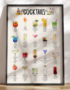 Cocktail plakat - 20 pragtfulde opskrifter på drinks til en skøn aften