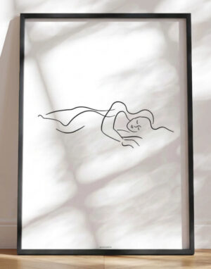One line drawing - Couple sleeping plakat