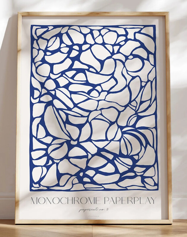 Blå papercut plakat - Monochrome paperplay