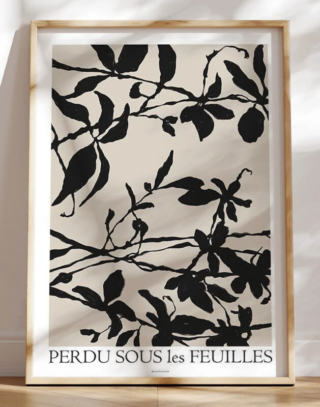 Kunstplakat - Perdu sous les feuilles